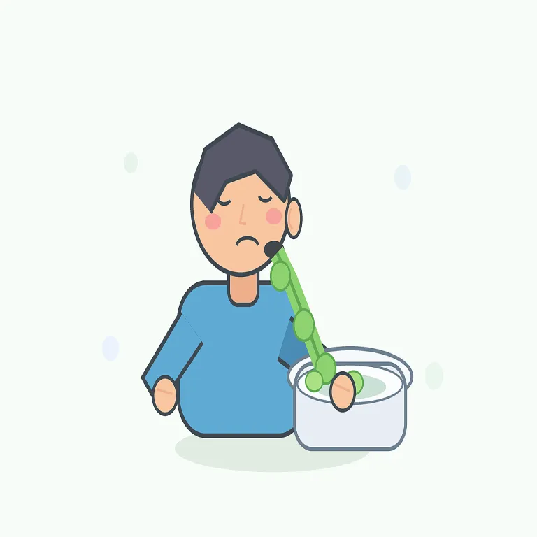 vomit（嘔吐する・動詞）の覚え方イラスト — 動詞として覚えるときは、体が耐えられず胃の中身を逆流させる瞬間を思い浮かべます