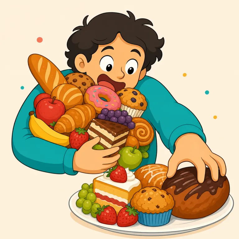 voracity（貪欲さ・名詞）の覚え方イラスト — 形容詞 voracious「食欲旺盛な、貪欲な」と対にして覚えるのが効果的です
