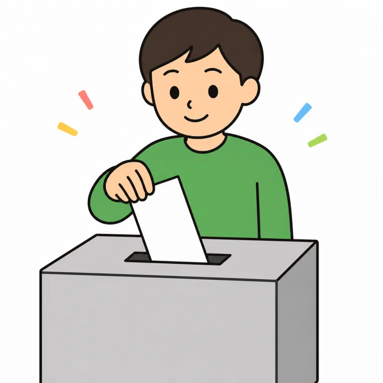 vote（投票する・verb）の覚え方イラスト