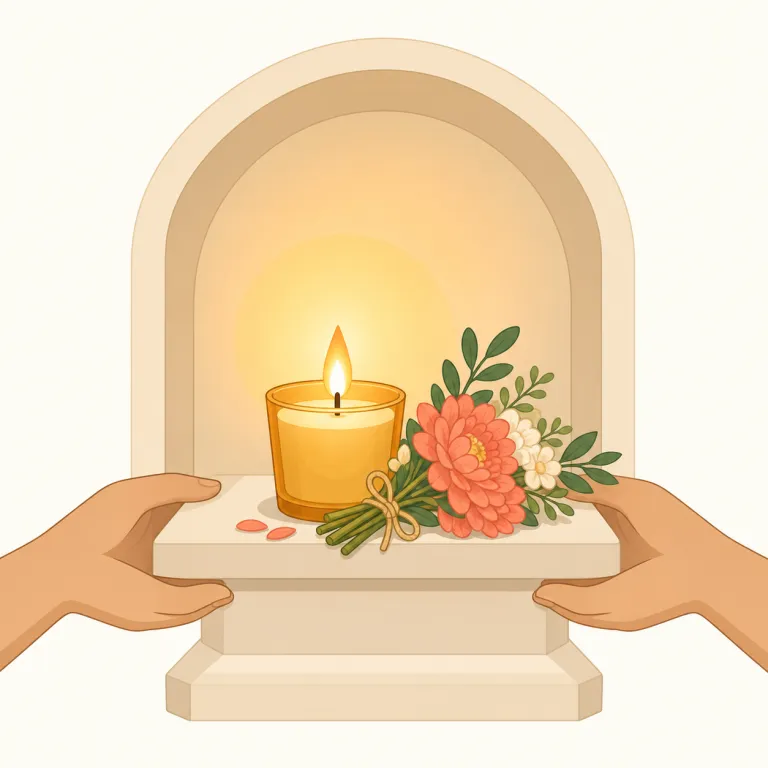 votive（奉納の・形容詞）の覚え方イラスト — まずは単語単体で覚えず、votive candle（奉納ろうそく）、votive offering（奉納物）の形で入れると定着しやすいです