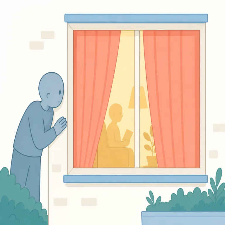 voyeurism（窃視症・名詞）の覚え方イラスト — まず語尾の -ism を見て、「主義・傾向・症状」を表す名詞だと押さえる
