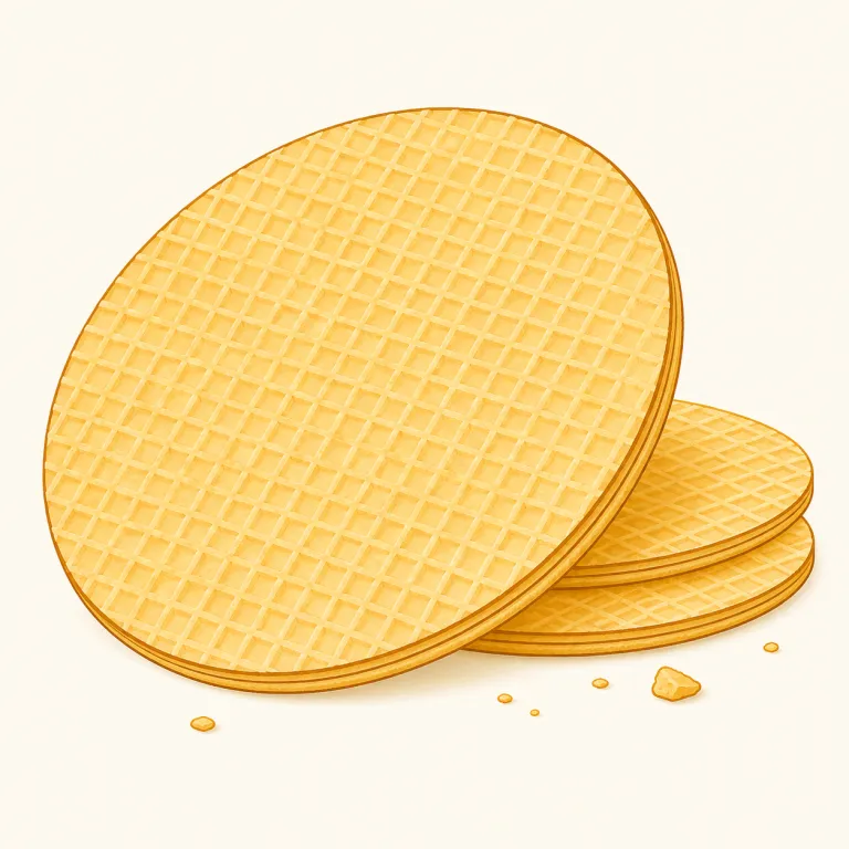 wafer（ウエハース、薄い円形の小片・名詞）の覚え方イラスト — wafer はまず「とても薄い板」を核にすると覚えやすい語です