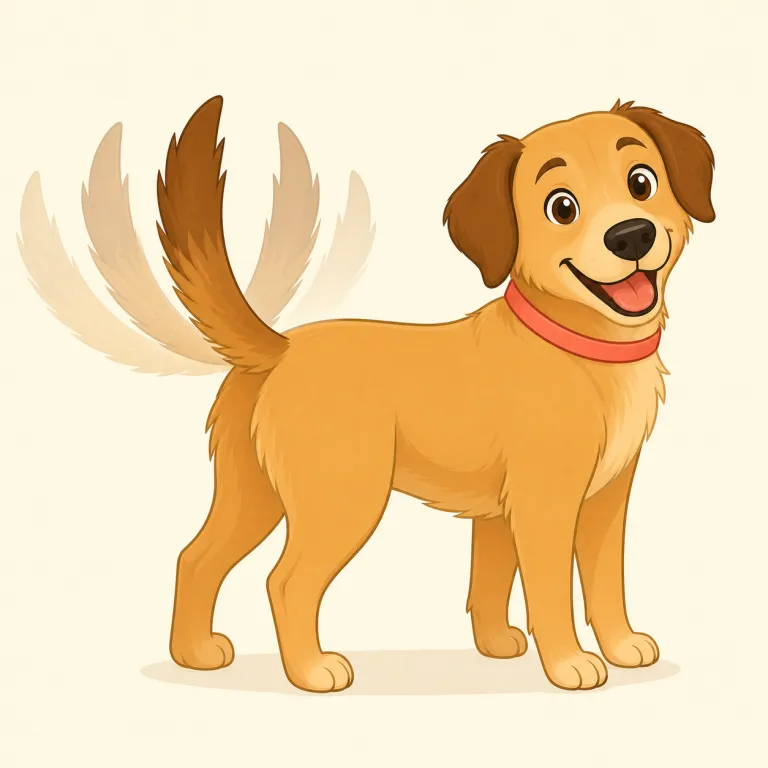 wag（（尾などの）一振り・名詞）の覚え方イラスト — wag は短い反復運動を表し、名詞では犬などが尾を左右に動かす「一振り」を指す