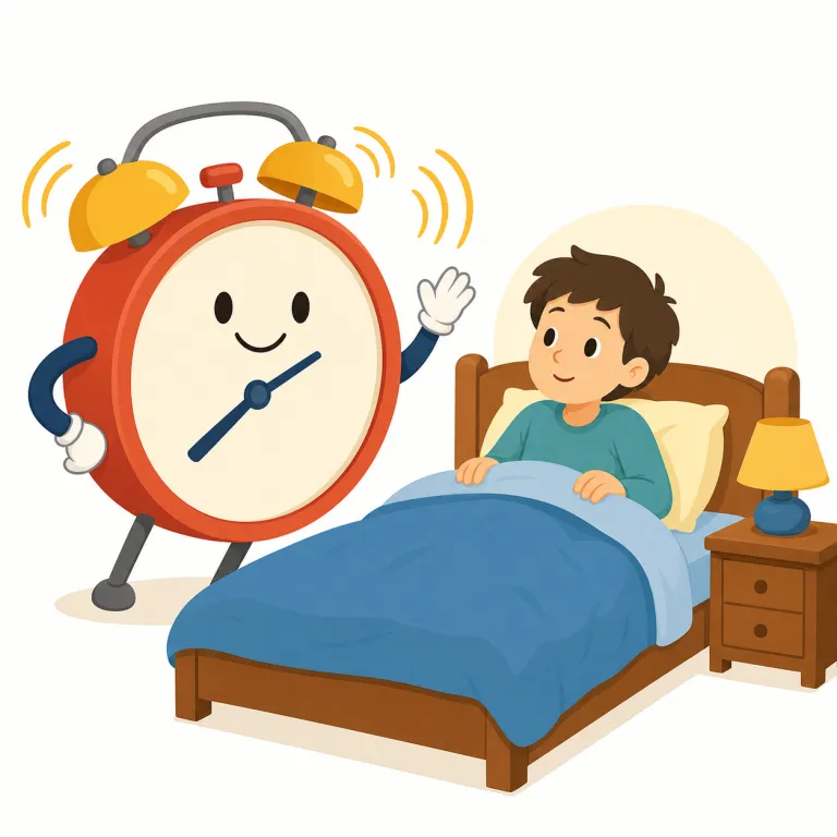 waker（起こす人・もの、目を覚ます人・名詞）の覚え方イラスト — wake up を知っていれば、waker は「wakeする人・もの」とそのまま取れる