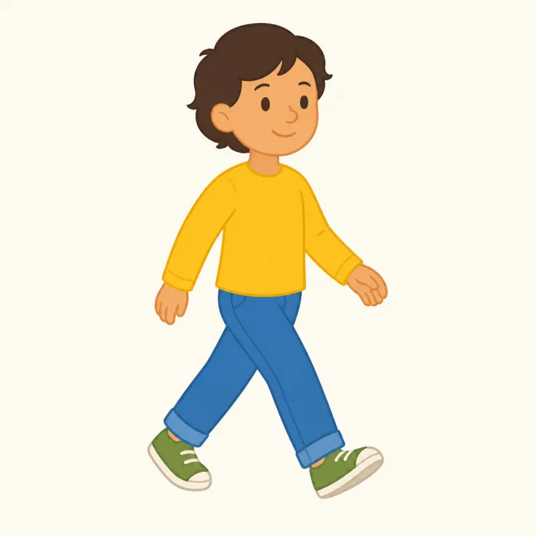walk（歩く・動詞）の覚え方イラスト — walk は run「走る」と対になる、ごく基本的な移動の動詞として覚えるとよい