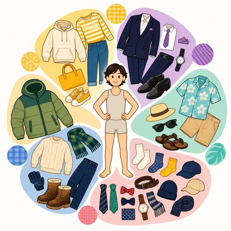 wardrobe（持ち服、衣装一式・noun）の覚え方イラスト