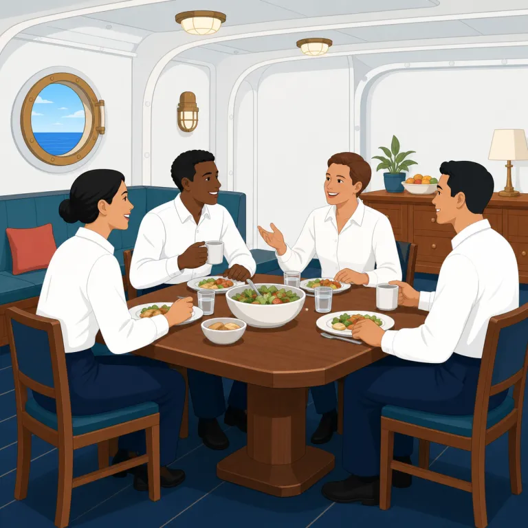 wardroom（士官食堂・名詞）の覚え方イラスト — wardroom は room が手がかりで、「船の中の特定の部屋」とまず押さえる