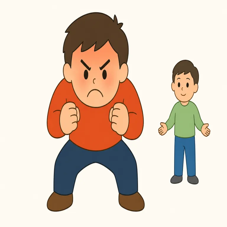 warlike（好戦的な・形容詞）の覚え方イラスト — `war` が見えたらまず「戦争」を起点に考える