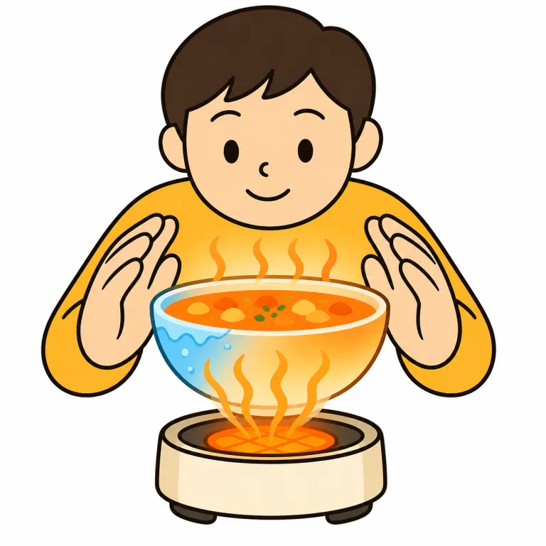 warm（温める・verb）の覚え方イラスト
