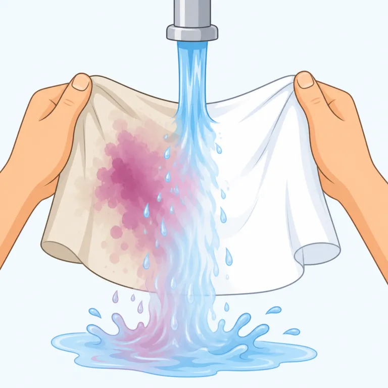 wash out（洗って落とす・句動詞）の覚え方イラスト — wash は「洗う」、out は「外へ」