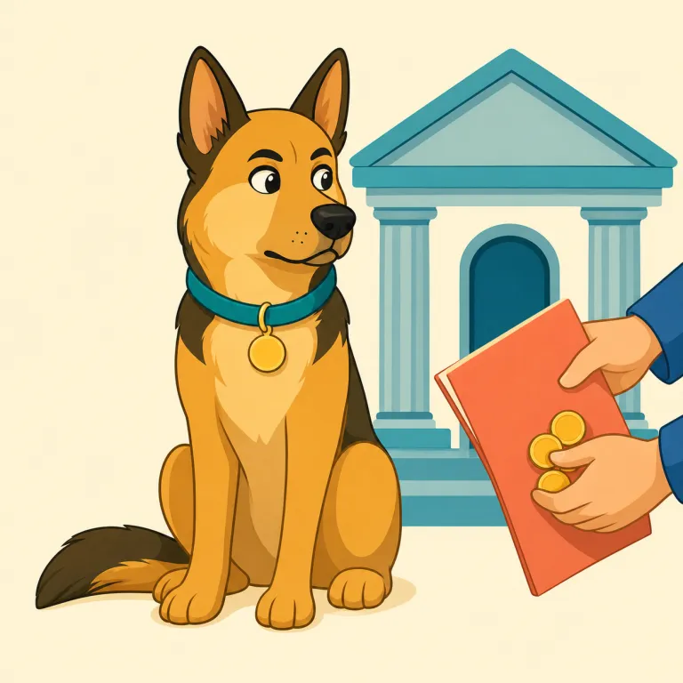watchdog（番犬・名詞）の覚え方イラスト — watch は「見張る」、dog は「犬」です