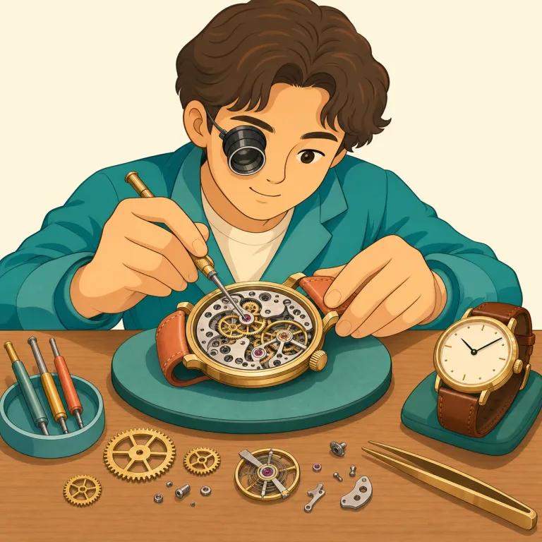 watchmaker（時計職人・名詞）の覚え方イラスト — watchmaker はそのまま watch＋maker で考えると覚えやすいです