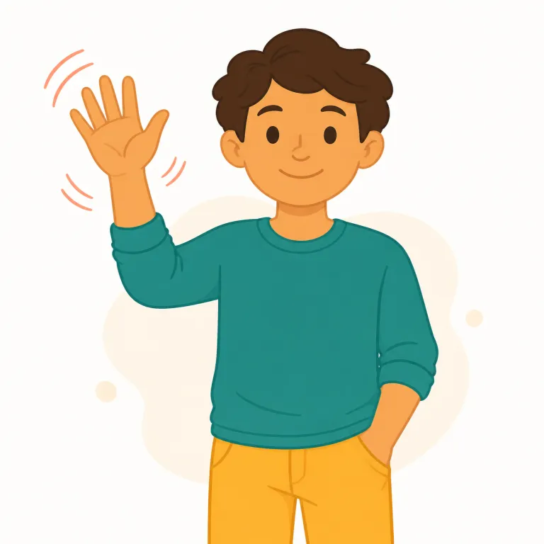 wave（手を振る・verb）の覚え方イラスト