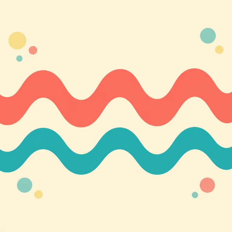 wavy（波状の・形容詞）の覚え方イラスト — wavy は wave（波）に「～の性質を持つ」を表す -y が付いた形で、「波のような、波状の」