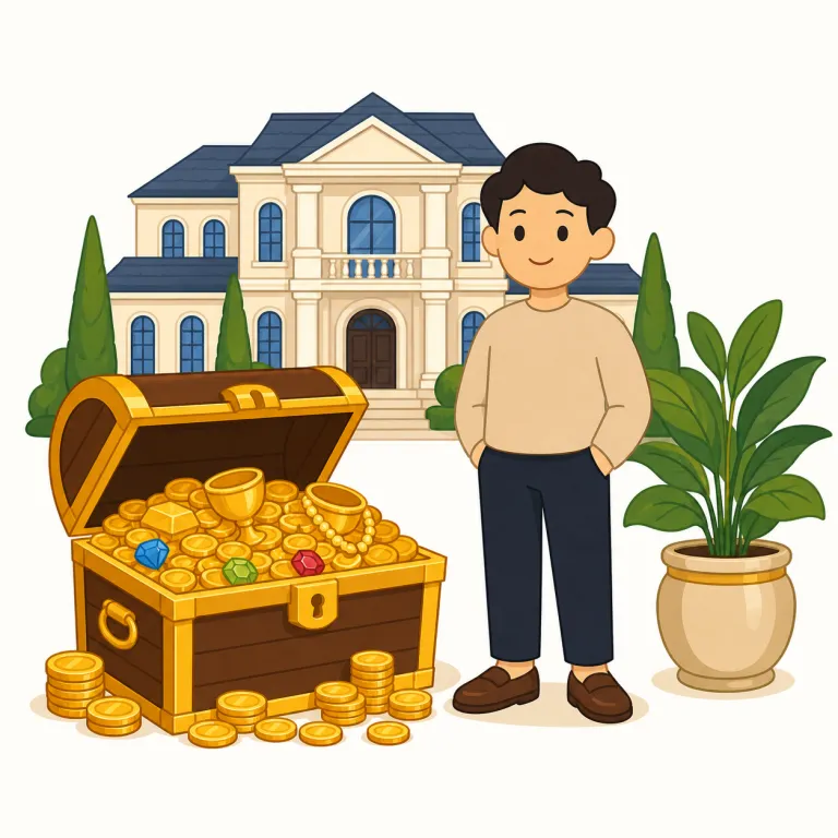 wealthy（裕福な・形容詞）の覚え方イラスト — まず名詞 wealth「富」を確実に押さえ、そのまま -y が付いて「富がある状態の」＝ wealthy と覚えると定着しやすいです