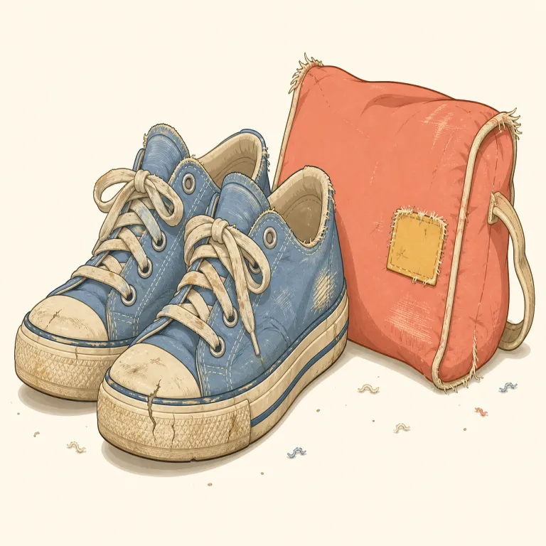 wear and tear（摩耗や劣化・名詞）の覚え方イラスト — wear は『身につける』で覚えていても、『使い続けてすり減る』という意味に広がる語