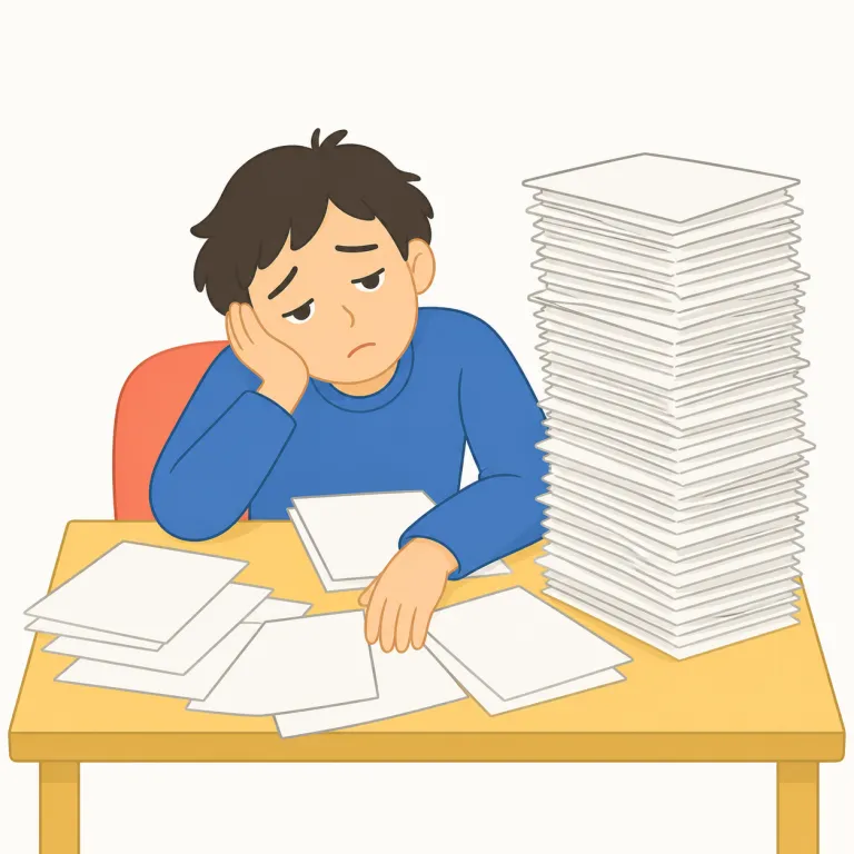 weariness（疲労・名詞）の覚え方イラスト — weariness は weary「疲れた、ぐったりした」に、状態を表す -ness が付いた名詞です