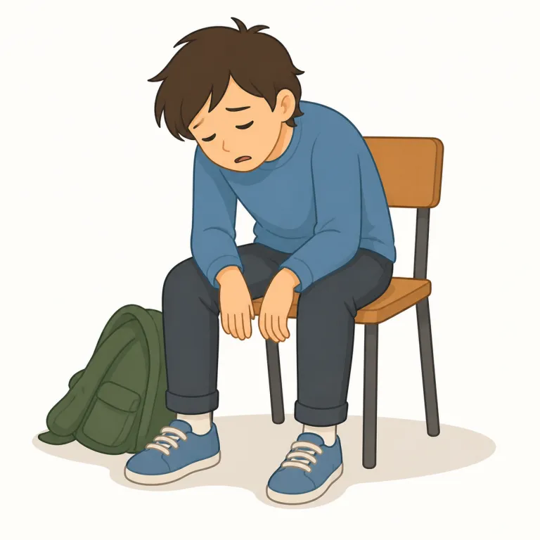weary（疲れた・形容詞）の覚え方イラスト — 形容詞の weary は、tired よりも「長く耐えた末にすり減った」感じを持ちます