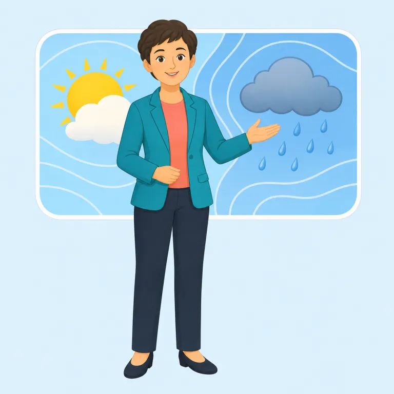 weatherman（天気キャスター・名詞）の覚え方イラスト