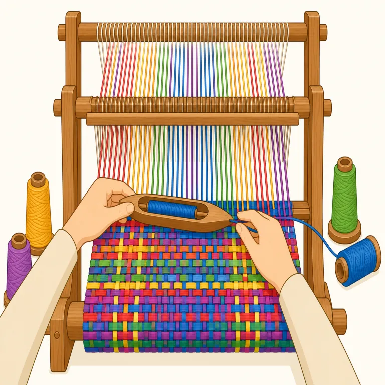 weave（織る・動詞）の覚え方イラスト — このエントリでは weave を「織る」として覚えます