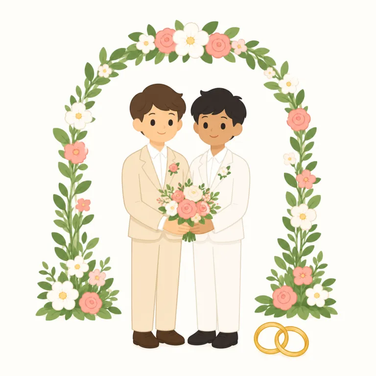 wedding（結婚式・名詞）の覚え方イラスト — wedding は marriage（結婚という状態・制度）ではなく、実際の「式・イベント」を指す語だと押さえると定着しやすいです