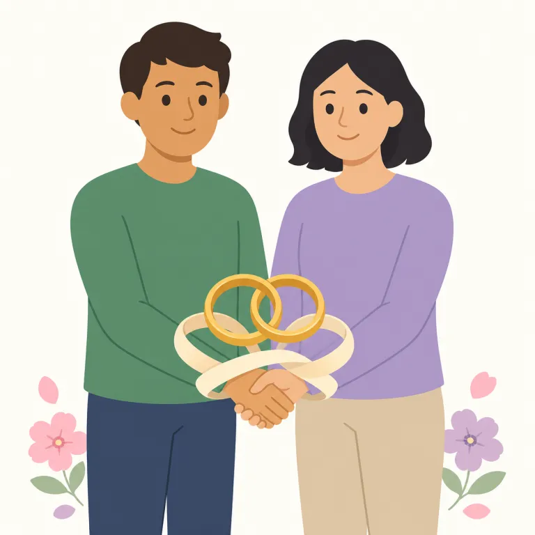 wedlock（結婚・名詞）の覚え方イラスト
