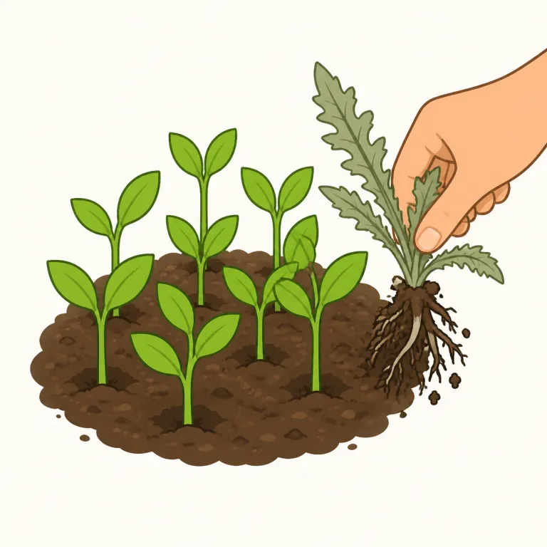 weed out（取り除く・句動詞）の覚え方イラスト — weed はまず「雑草」を思い出すと定着しやすい語です