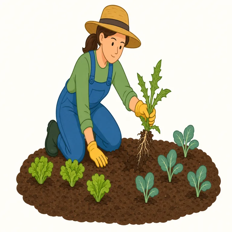 weed（除草する・verb）の覚え方イラスト