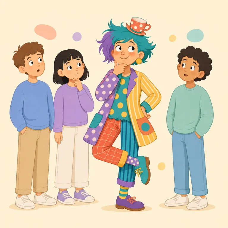 weirdo（変人・名詞）の覚え方イラスト — weird「奇妙な」に、人を指すくだけた -o が付いた語だと分解すると覚えやすいでしょう