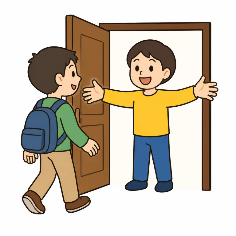 welcome（歓迎する・verb）の覚え方イラスト