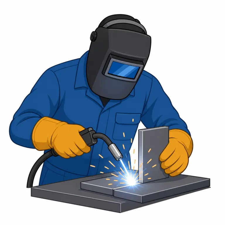 welder（溶接工・名詞）の覚え方イラスト — weld に -er が付いた形なので、まず teacher, worker, builder のような「動作をする人」を表す -er を思い出すと、welder は「weldする人」だ…