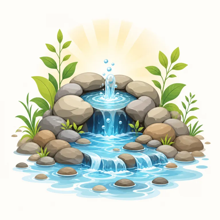 wellspring（源泉・名詞）の覚え方イラスト — well と spring の2語が見えると覚えやすい