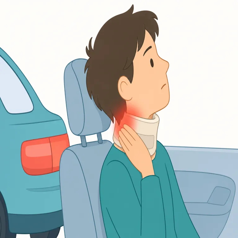 whiplash（むち打ち症・名詞）の覚え方イラスト — まず whip（むち）を知っていれば、whiplash は「むちのように首がしなる衝撃」とイメージできる
