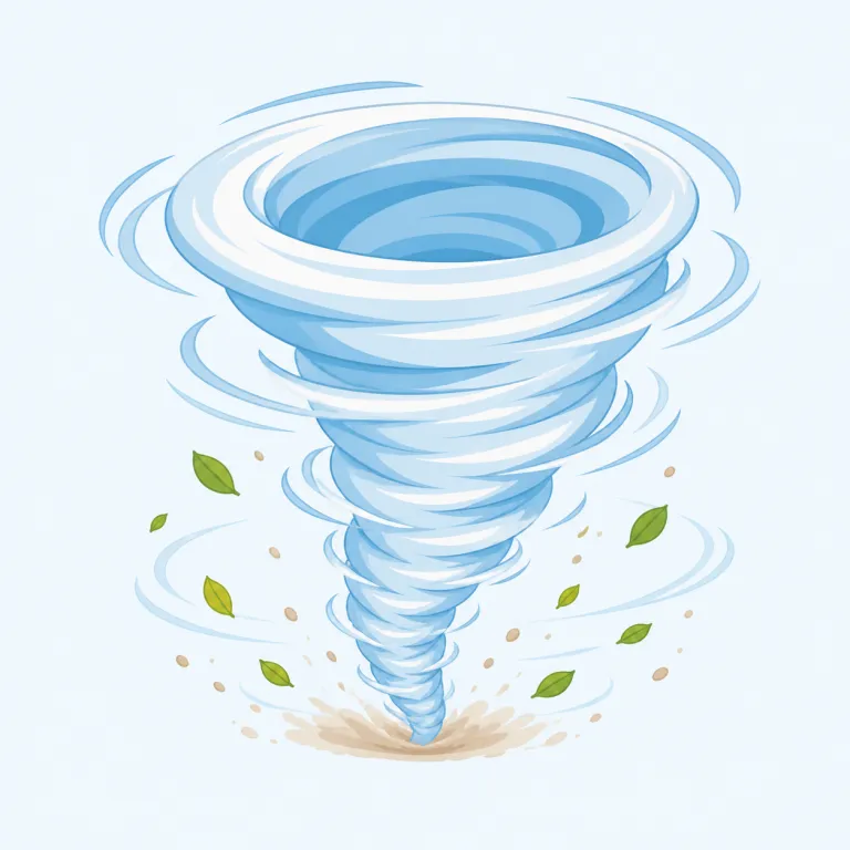 whirlwind（つむじ風・名詞）の覚え方イラスト — wind が入っているのでまず「風の語」と固定し、前半 whirl は swirl に近い「ぐるぐる回る」動きだと結びつける
