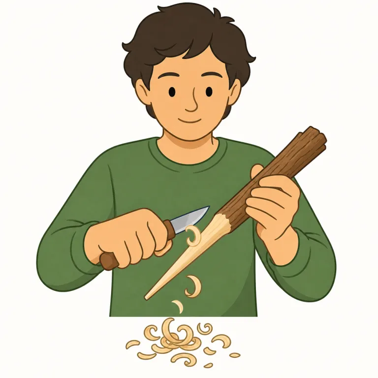 whittle（削る・動詞）の覚え方イラスト — whittle は『一気に cut する』のでなく、『小さく何度も削って形を出す』動きをセットで覚えると残りやすい語です