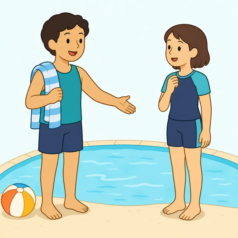 why don't we go swimming（泳ぎに行きませんか・イディオム）の覚え方イラスト — 丸ごと「提案の型」として覚えるのが近道です