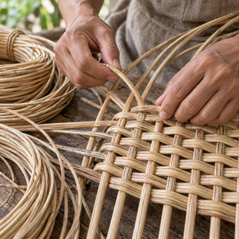wicker（枝編み細工・noun）の覚え方イラスト