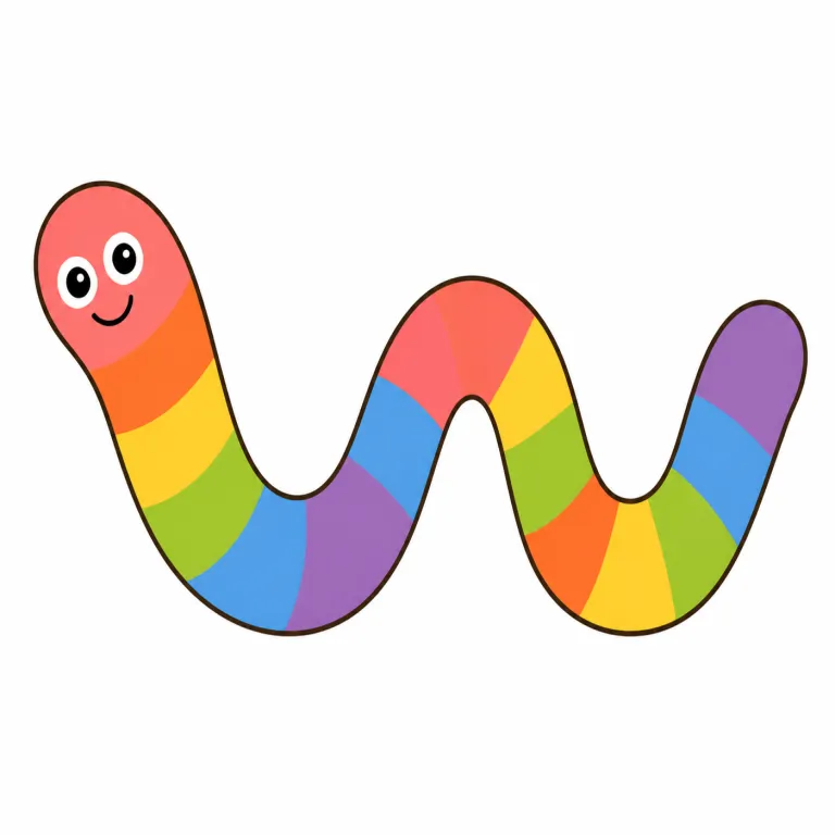 wiggly（くねくねした、波打つような・形容詞）の覚え方イラスト — まず wiggle「くねくね動く」が分かれば、その形容詞版が wiggly