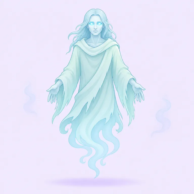 wight（亡霊・名詞）の覚え方イラスト — つづりは white / light / right に似ていますが、意味は日常語ではなく、ファンタジーや古風な物語で出る特別な語だとセットで覚えると残ります