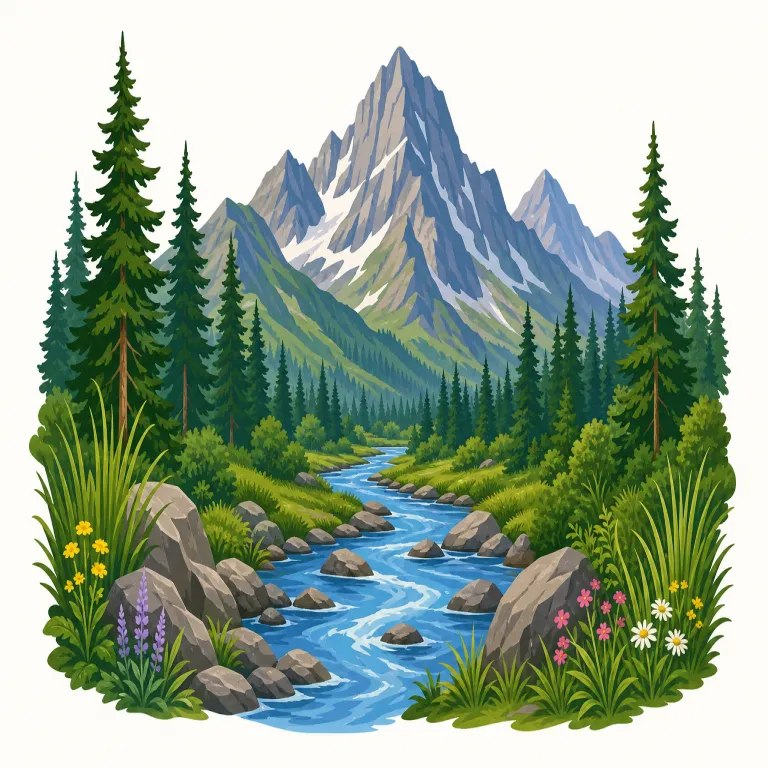 wilderness（荒野・名詞）の覚え方イラスト — wilderness は wild「野生の」を土台にした語で、人がほとんど住まず、自然が支配している広大な土地を表します