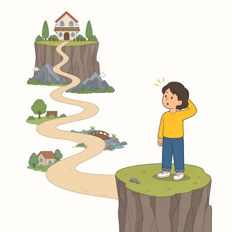 wind up（結局〜になる・句動詞）の覚え方イラスト — この wind up は end up に近く、「いろいろな経緯のあと、最終的にその状態・場所・結果になる」と覚えます