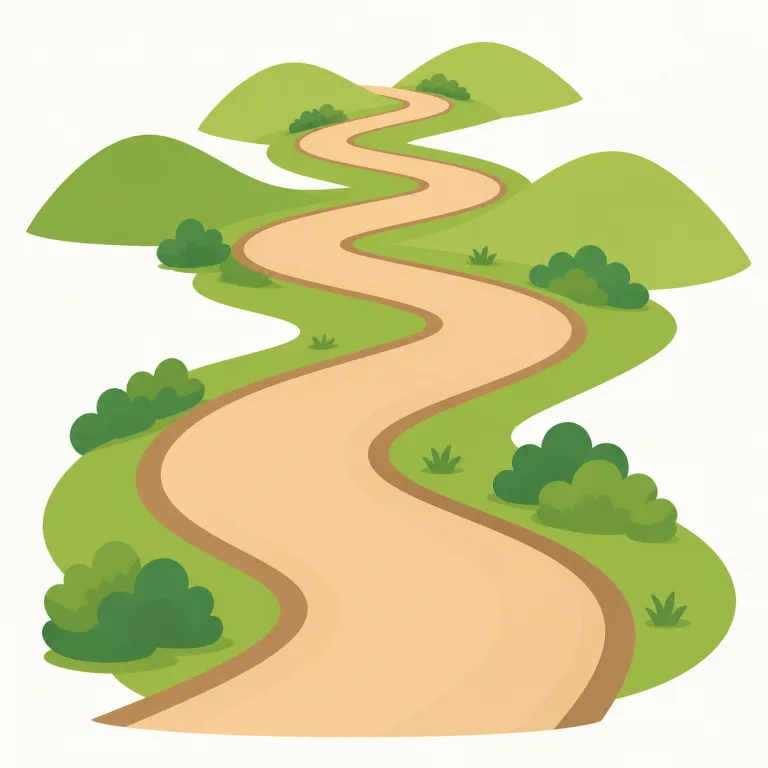 winding（曲がりくねった・形容詞）の覚え方イラスト — winding road は、地図上で一本の線が山腹や谷に沿ってうねりながら続くイメージです
