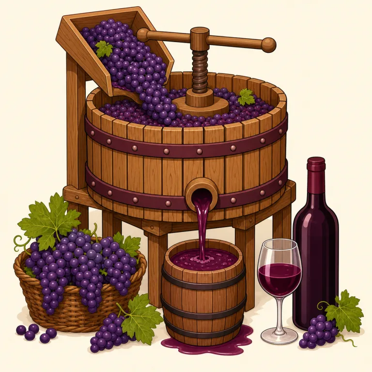 winemaking（ワイン造り・名詞）の覚え方イラスト — wine + making なので、まず「ワインを作ること」がそのまま見える語