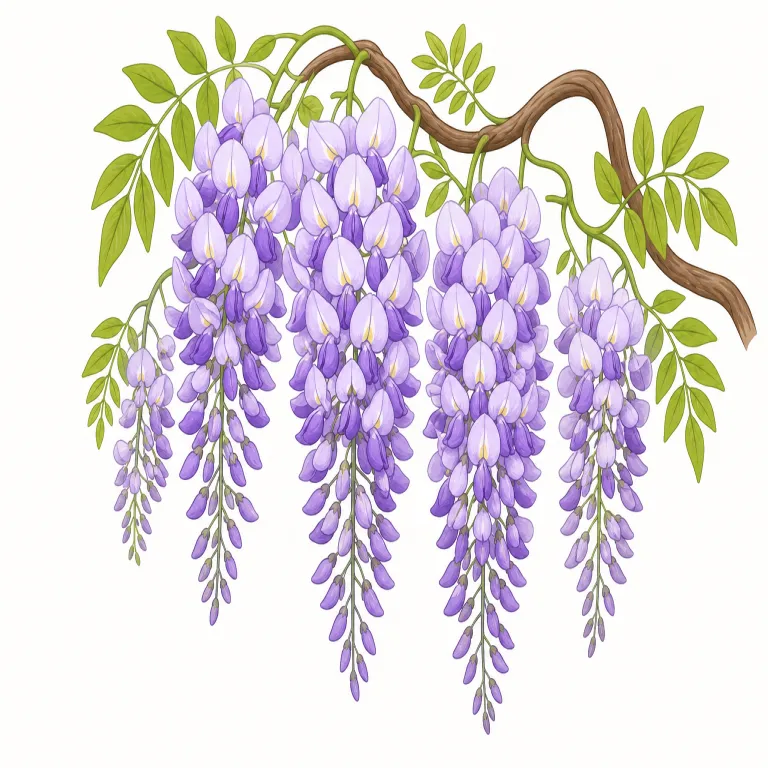 wisteria（藤・名詞）の覚え方イラスト — wisteria はまず「日常基本語ではなく、花や庭園を語る場面で出る植物名」と置くと覚えやすいです