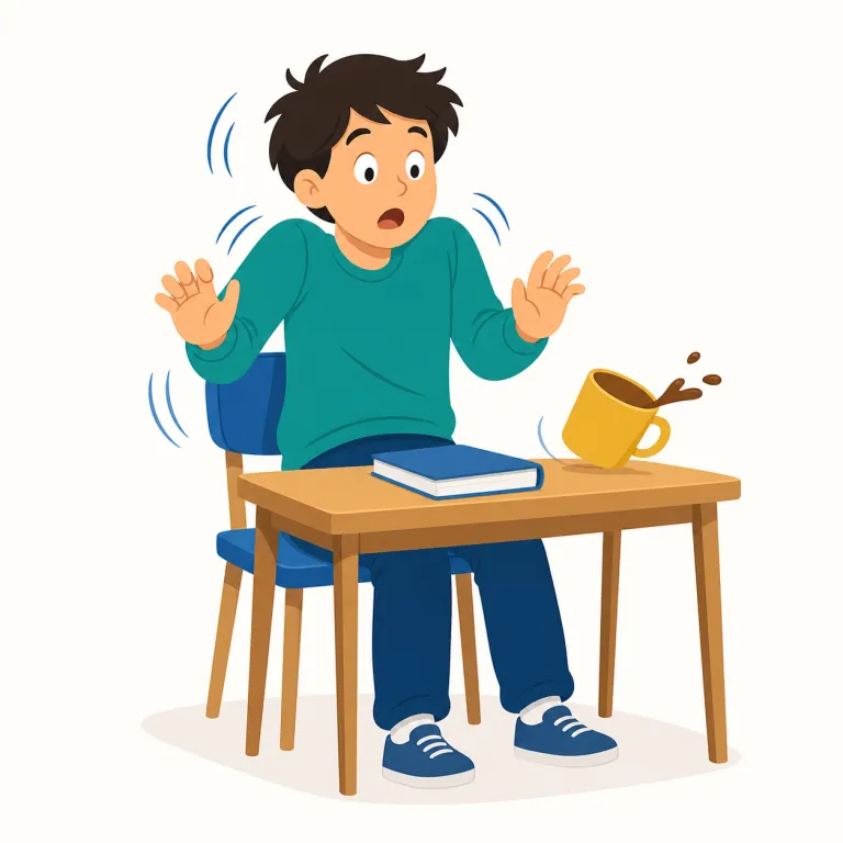 with a start（はっとして・イディオム）の覚え方イラスト — start を「始める」で取ると外しやすい