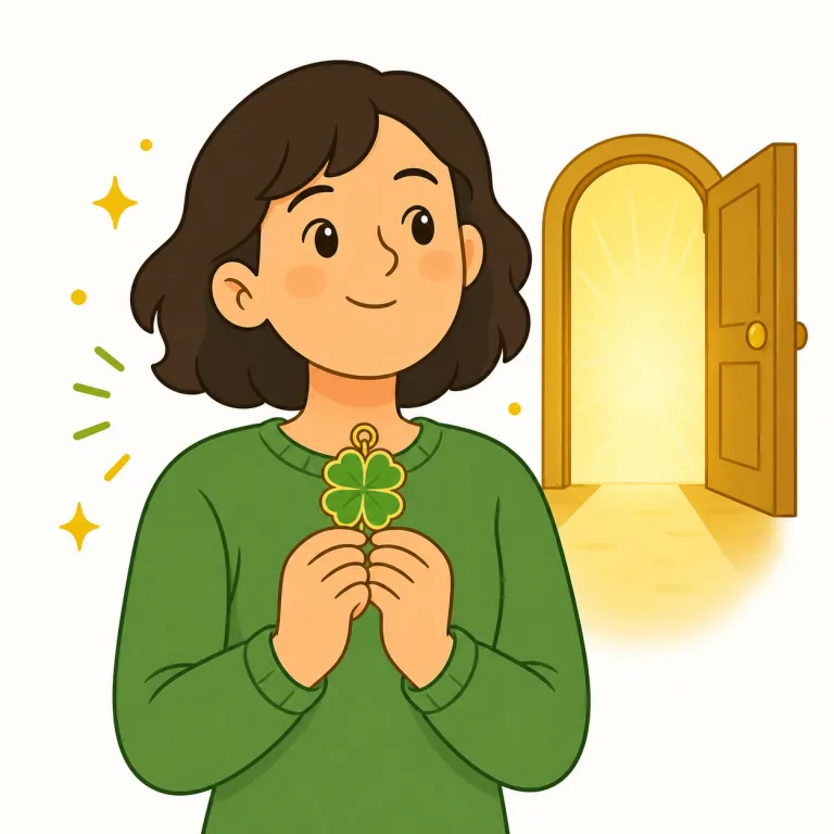 with luck（運が良ければ・イディオム）の覚え方イラスト — `luck` は `lucky` の元になる基本語なので、まず「luck＝運」と押さえる