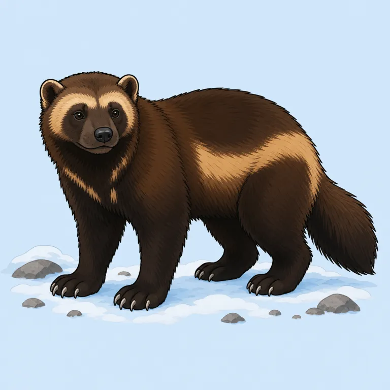 wolverine（クズリ、ミシガン州民の愛称・名詞）の覚え方イラスト — wolf を知っていると、綴り前半の wolv- でまず“荒々しい獣”の方向に引っぱれます