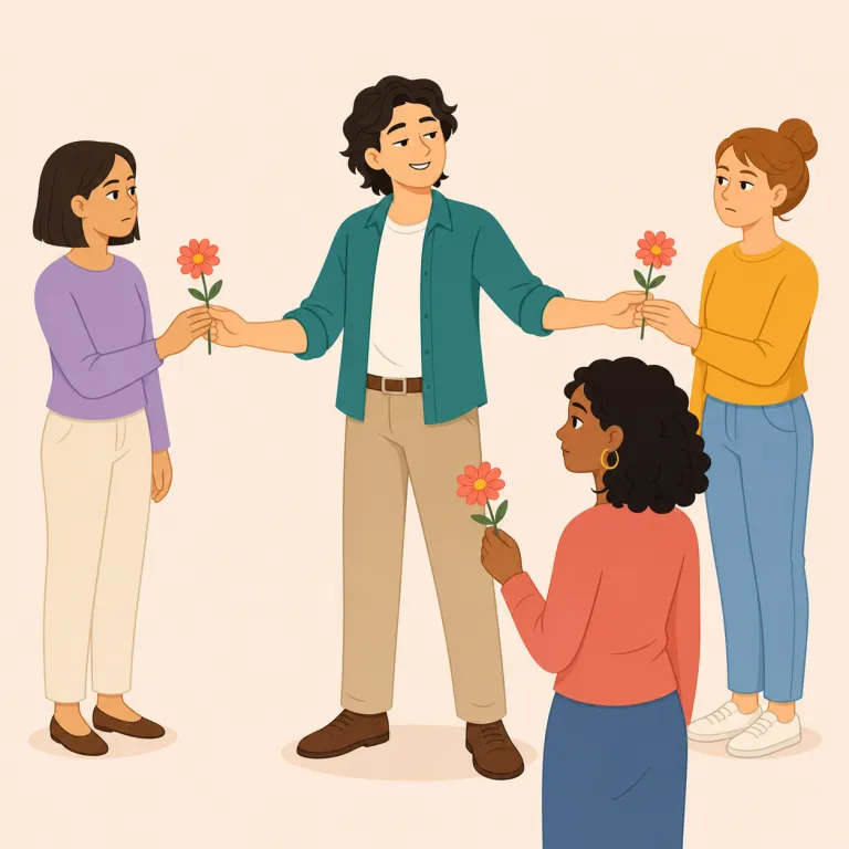 womanizer（女たらし・名詞）の覚え方イラスト — woman + -ize + -er と見て、まずは「女性に対してそういう行動をする人」という形で覚える
