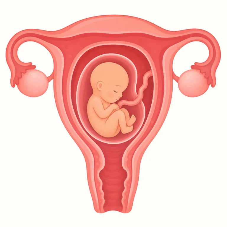womb（子宮・名詞）の覚え方イラスト — womb は "baby grows in the womb" のように、赤ちゃんを内側で育てる場所として場面ごと覚えると定着しやすい語です