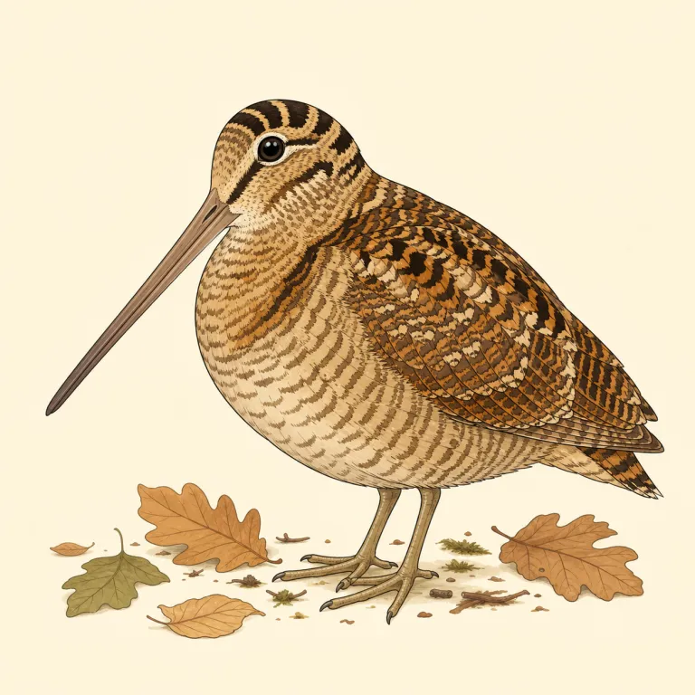 woodcock（ヤマシギ・名詞）の覚え方イラスト — まず wood が見えたら「森・林に関係する生き物」と取る